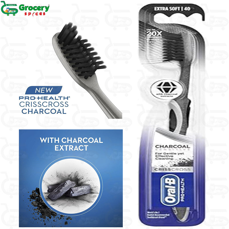 prohealth crisscross charcoal sensitive toothbrush (extra soft) | oral-b