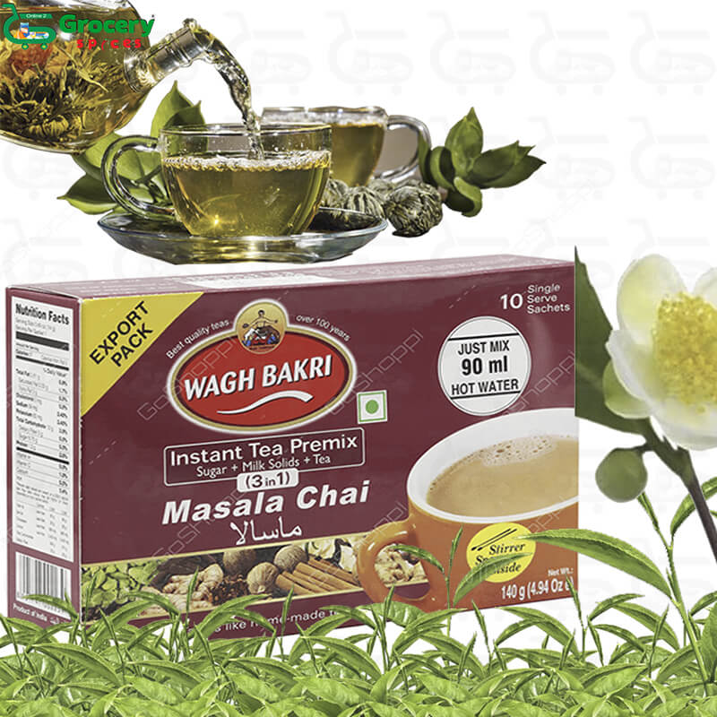 3 in 1 premix masala tea 10 sachets & 100 sachets | wagh bakri