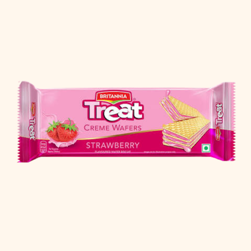 treat strawberry flavoured wafer biscuits  | britannia